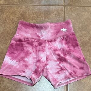 abercrombie kids Pink Tie-Dye High-Waist Active Shorts